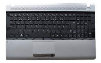 Clavier incl. topcase DE (allemand) noir/argent original pour Samsung RV511