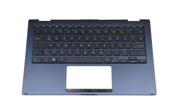 Clavier incl. topcase DE (allemand) noir/bleu avec rétro-éclairage original pour Asus Q326FA