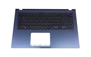 Clavier incl. topcase DE (allemand) noir/bleu avec rétro-éclairage original pour Asus VivoBook 15 X509DA