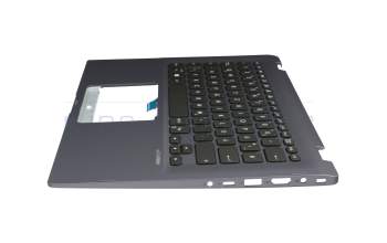 Clavier incl. topcase DE (allemand) noir/bleu avec rétro-éclairage original pour Asus VivoBook Flip 14 TP412FA