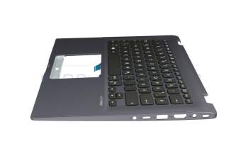 Clavier incl. topcase DE (allemand) noir/bleu avec rétro-éclairage original pour Asus VivoBook Flip 14 TP412UA