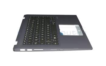 Clavier incl. topcase DE (allemand) noir/bleu avec rétro-éclairage original pour Asus VivoBook Flip 14 TP412UA