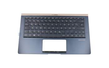 Clavier incl. topcase DE (allemand) noir/bleu avec rétro-éclairage original pour Asus ZenBook 13 UX333FLC