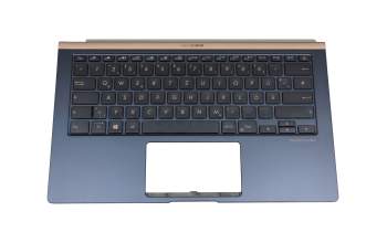 Clavier incl. topcase DE (allemand) noir/bleu avec rétro-éclairage original pour Asus ZenBook 14 UX433FA