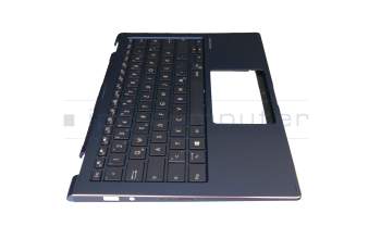 Clavier incl. topcase DE (allemand) noir/bleu avec rétro-éclairage original pour Asus ZenBook Flip 13 UX362FA