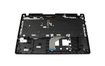 Clavier incl. topcase DE (allemand) noir/bleu/noir avec rétro-éclairage original pour Acer TravelMate P2 (TMP215-53)