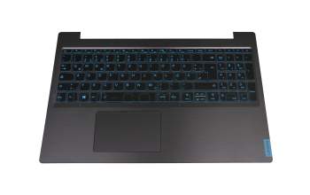 Clavier incl. topcase DE (allemand) noir/bleu/noir avec rétro-éclairage original pour Lenovo IdeaPad L340-15IRH (81LK)