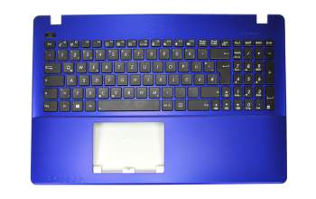 Clavier incl. topcase DE (allemand) noir/bleu original pour Asus F552EA