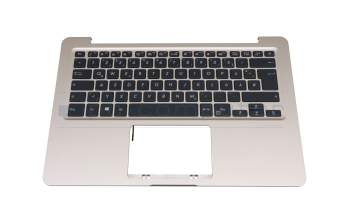 Clavier incl. topcase DE (allemand) noir/champagne avec rétro-éclairage original pour Asus VivoBook 14 A411U