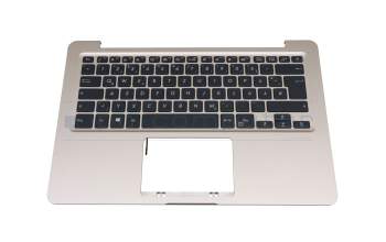 Clavier incl. topcase DE (allemand) noir/champagne avec rétro-éclairage original pour Asus VivoBook 14 X411UA