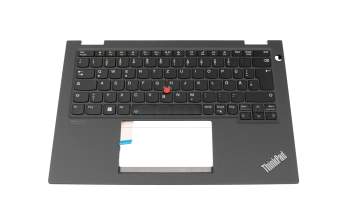 Clavier incl. topcase DE (allemand) noir/gris avec rétro-éclairage et mouse stick (no WWAN) original pour Lenovo ThinkPad Yoga X13 Gen 2 (20W8/20W9)
