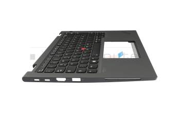 Clavier incl. topcase DE (allemand) noir/gris avec rétro-éclairage et mouse stick (no WWAN) original pour Lenovo ThinkPad Yoga X13 Gen 2 (20W8/20W9)