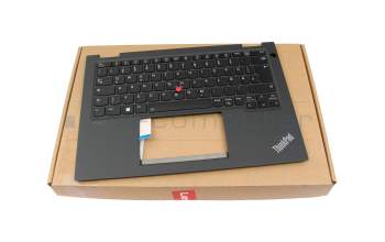 Clavier incl. topcase DE (allemand) noir/gris avec rétro-éclairage et mouse stick (no WWAN) original pour Lenovo ThinkPad Yoga X13 Gen 2 (20W8/20W9)