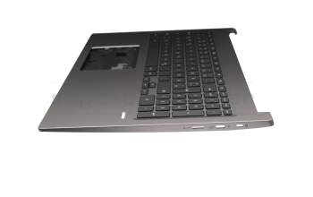 Clavier incl. topcase DE (allemand) noir/gris avec rétro-éclairage original pour Acer Chromebook 715 (CB715-1WT)