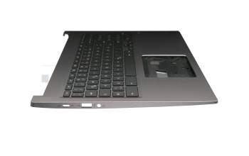 Clavier incl. topcase DE (allemand) noir/gris avec rétro-éclairage original pour Acer Chromebook 715 (CB715-1WT)
