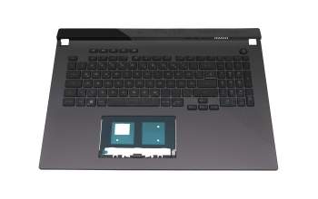 Clavier incl. topcase DE (allemand) noir/gris avec rétro-éclairage original pour Asus ROG Strix G17 G713QR