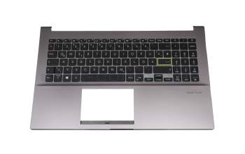 Clavier incl. topcase DE (allemand) noir/gris avec rétro-éclairage original pour Asus VivoBook S15 S533IA