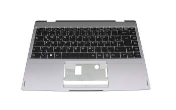 Clavier incl. topcase DE (allemand) noir/gris avec rétro-éclairage original pour Emdoor YM14CM