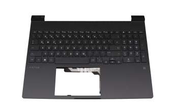 Clavier incl. topcase DE (allemand) noir/gris avec rétro-éclairage original pour HP Victus 15-fb0000