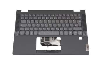 Clavier incl. topcase DE (allemand) noir/gris avec rétro-éclairage original pour Lenovo IdeaPad Flex 5-14ALC05 (82HU)