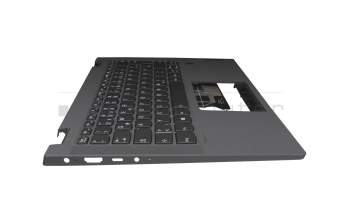 Clavier incl. topcase DE (allemand) noir/gris avec rétro-éclairage original pour Lenovo IdeaPad Flex 5-14ALC05 (82HU)