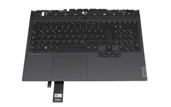 Clavier incl. topcase DE (allemand) noir/gris avec rétro-éclairage original pour Lenovo Legion 5-15ARH05H (82B1)