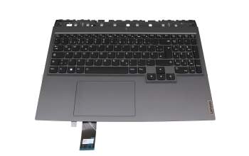 Clavier incl. topcase DE (allemand) noir/gris avec rétro-éclairage original pour Lenovo Legion Pro 5-16ACH6H (82JQ) JVHFC1