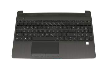 Clavier incl. topcase DE (allemand) noir/noir (Fingerprint) original pour HP 15-dw0000