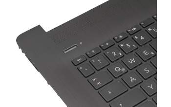 Clavier incl. topcase DE (allemand) noir/noir (avec TP/DVD, structure de surface « noir brossé ») original pour HP 17-ca0000