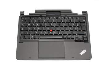 Clavier incl. topcase DE (allemand) noir/noir avec mouse stick original pour Lenovo ThinkPad Helix (3697)