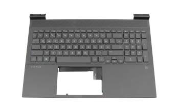 Clavier incl. topcase DE (allemand) noir/noir avec rétro-éclairage (carte graphique RTX) original pour HP Victus 16-d1000