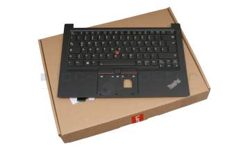 Clavier incl. topcase DE (allemand) noir/noir avec rétro-éclairage et mouse stick avec interrupteur marche/arrêt original pour Lenovo ThinkPad E14 Gen 2 (20T6)