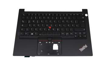 Clavier incl. topcase DE (allemand) noir/noir avec rétro-éclairage et mouse stick original pour Lenovo ThinkPad E14 G3 (20YD)