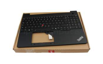 Clavier incl. topcase DE (allemand) noir/noir avec rétro-éclairage et mouse stick original pour Lenovo ThinkPad E16 G2 (21M5/21M6)