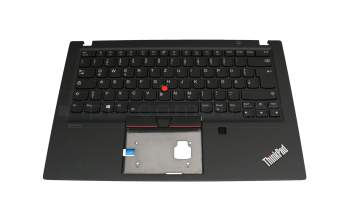 Clavier incl. topcase DE (allemand) noir/noir avec rétro-éclairage et mouse stick original pour Lenovo ThinkPad T14s Gen 1 (20UH/20UJ)