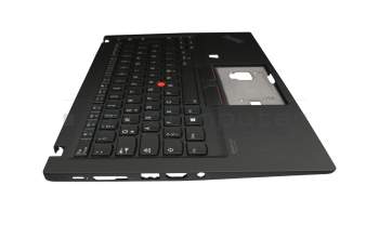 Clavier incl. topcase DE (allemand) noir/noir avec rétro-éclairage et mouse stick original pour Lenovo ThinkPad T14s Gen 1 (20UH/20UJ)