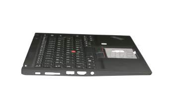 Clavier incl. topcase DE (allemand) noir/noir avec rétro-éclairage et mouse stick original pour Lenovo ThinkPad T490 (20Q9/20QH)