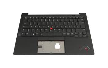 Clavier incl. topcase DE (allemand) noir/noir avec rétro-éclairage et mouse stick original pour Lenovo ThinkPad X1 Carbon Gen 11 (21HM/21HN)