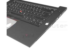 Clavier incl. topcase DE (allemand) noir/noir avec rétro-éclairage et mouse stick original pour Lenovo ThinkPad X1 Extreme (20MG/20MF)