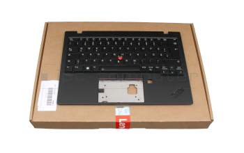 Clavier incl. topcase DE (allemand) noir/noir avec rétro-éclairage et mouse stick original pour Lenovo ThinkPad X1 Nano Gen 2 (21E8/21E9)