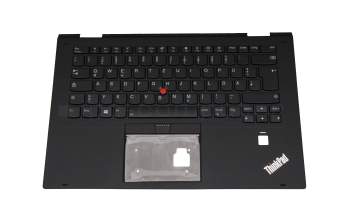 Clavier incl. topcase DE (allemand) noir/noir avec rétro-éclairage et mouse stick original pour Lenovo ThinkPad X1 Yoga 2nd Gen (20JD/20JE/20JF/20JG)