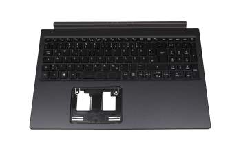 Clavier incl. topcase DE (allemand) noir/noir avec rétro-éclairage original pour Acer Aspire 7 (A715-43G)