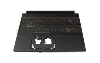 Clavier incl. topcase DE (allemand) noir/noir avec rétro-éclairage original pour Acer Nitro V 16 (ANV16-41)