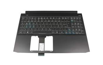 Clavier incl. topcase DE (allemand) noir/noir avec rétro-éclairage original pour Acer Predator Helios 300 (PH315-52)
