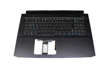 Clavier incl. topcase DE (allemand) noir/noir avec rétro-éclairage original pour Acer Predator Helios 300 (PH317-53)