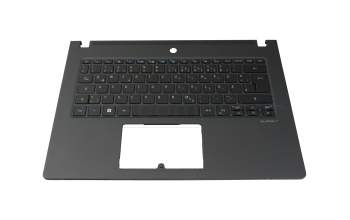 Clavier incl. topcase DE (allemand) noir/noir avec rétro-éclairage original pour Acer TravelMate P6 (TMP614-51-G2)