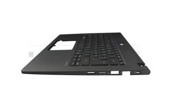 Clavier incl. topcase DE (allemand) noir/noir avec rétro-éclairage original pour Acer TravelMate P6 (TMP614-51-G2)