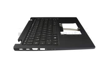 Clavier incl. topcase DE (allemand) noir/noir avec rétro-éclairage original pour Acer TravelMate P6 (TMP614-52)