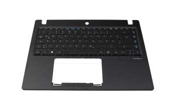 Clavier incl. topcase DE (allemand) noir/noir avec rétro-éclairage original pour Acer TravelMate X3 (TMX3410-M)