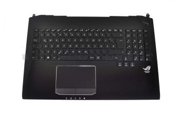 Clavier incl. topcase DE (allemand) noir/noir avec rétro-éclairage original pour Asus ROG G750JS